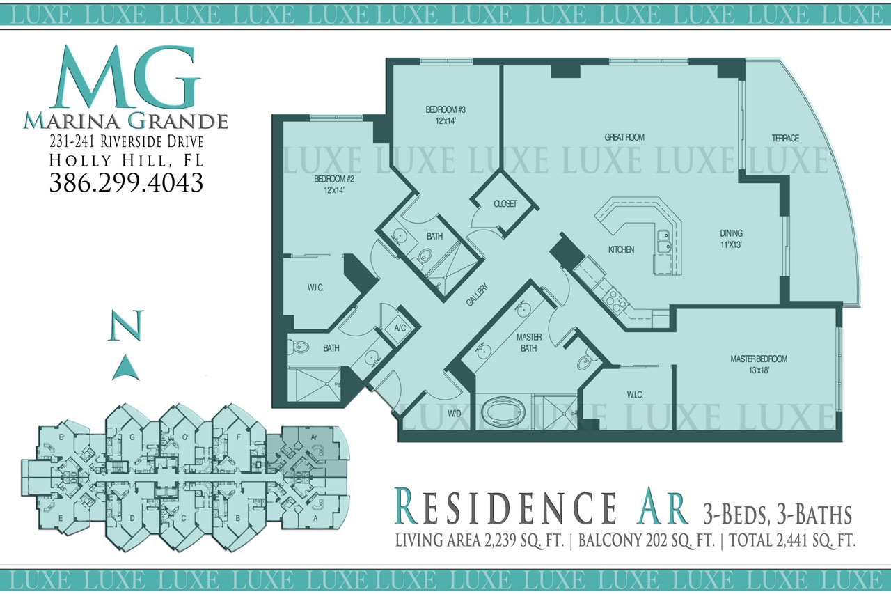 Marina Grande Condo Riverfront Floor Plan A Unit 01 - 231 241 Riverside Drive Holly Hill - The LUXE Group 386.299.4043